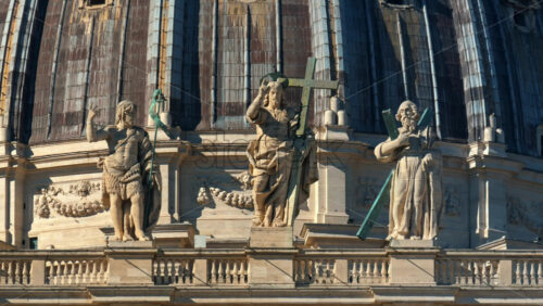 Video - Christ the Redeemer flanked by St. John the Baptist and St. Andrew on the Facade of St. Peter's Basilica, Vatican City, Rome, Italy