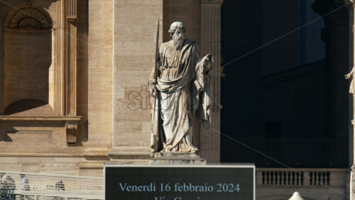 Video - Statue of Apostle Paul in front of the Basilica of St. Peter, Vatican, Rome, Italy