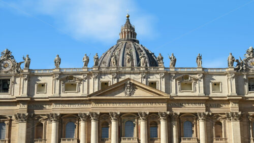 Video - Rome, Italy - February 15, 2024: Front view of the Basilica of Saint Peter (San Pietro) in Vatican