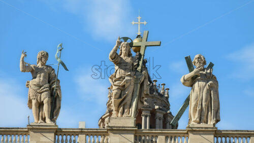Video - St. John the Baptist, Christ and St. Andrew on the Facade of St. Peter's Basilica, Vatican City, Rome, Italy