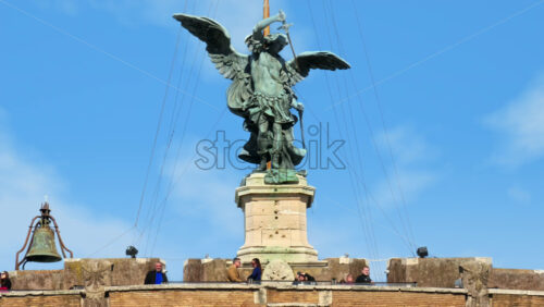 Video - Rome, Italy - February 15, 2024: Statue of Saint Michael the Archangel atop Castel Sant'Angelo