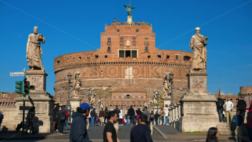 Video - Rome, Italy - February 15, 2024: Front view of the Castel Sant'Angelo from the street