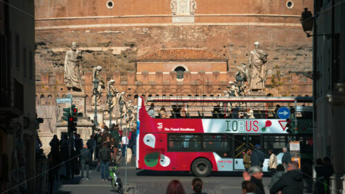 Video - Rome, Italy - February 15, 2024: Front view of the Castel Sant'Angelo from the street