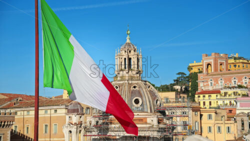 Video - Roman view with Italian flag, Rome Italy
