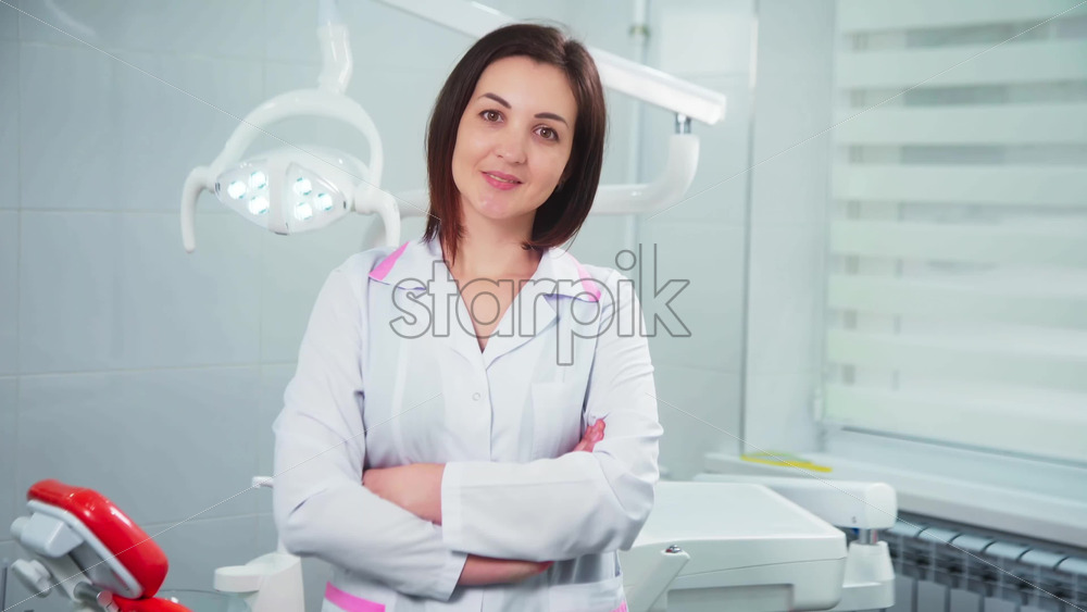 Video - Doctor in the dental office looking into the camera