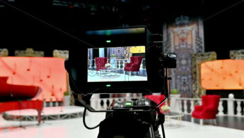 Video - Professional camera filming on the backstage of a TV set