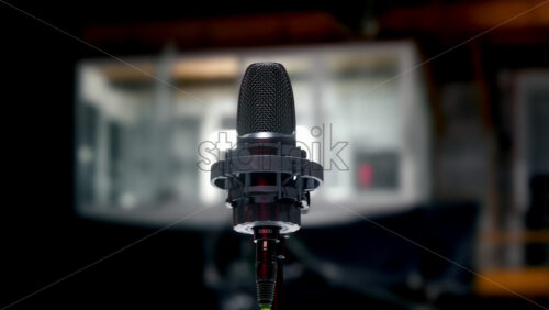 Video - Close-up of microphone on the backstage of a TV set