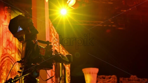 Video - Professional camera filming on the backstage of a TV set