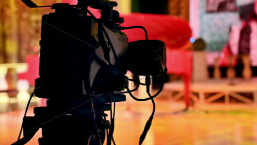 Video - Professional camera filming on the backstage of a TV set