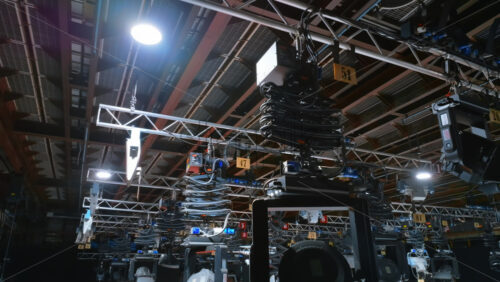 Video - Studio lights equipment on the ceiling of a TV set