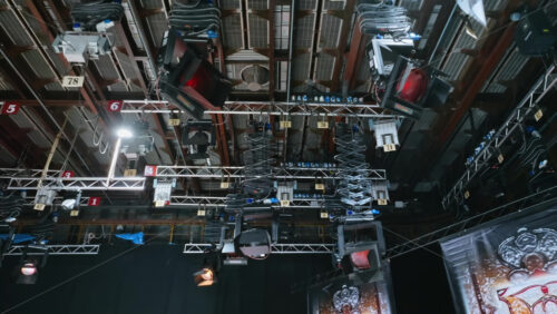 Video - Studio lights equipment on the ceiling of a TV set