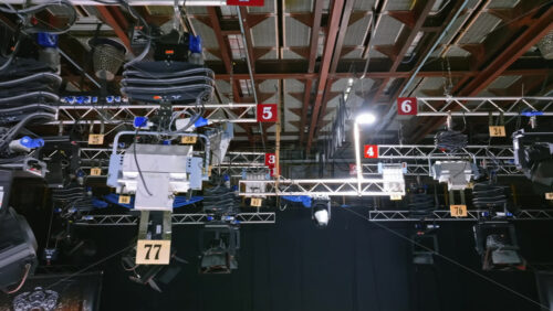 Video - Studio lights equipment on the ceiling of a TV set