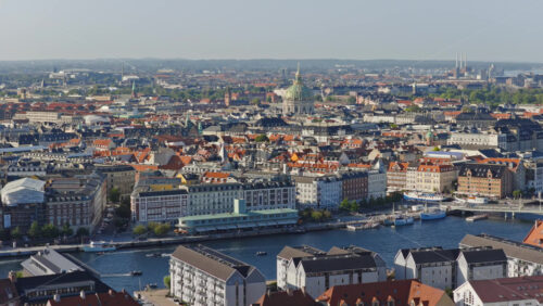 Video - Aerial drone view of the iconic spiral tower of the Church of Our Saviour in Copenhagen, Denmark