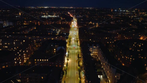 Video - Copenhagen, Denmark - August 6, 2025: Aerial drone view of H.C. Andersens Boulevard, one of Copenhagen's main roads, leading into the city center