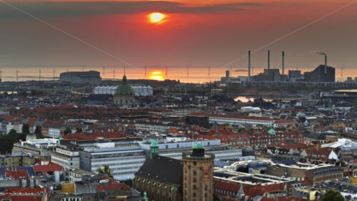 Video - Aerial drone view of the Round Tower with Copenhagen cityscape, Denmark
