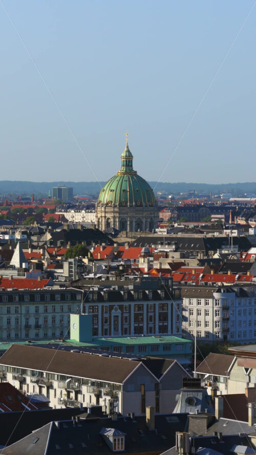 Video - Aerial drone view of the Church of Our Saviour in Copenhagen, Denmark. Vertical