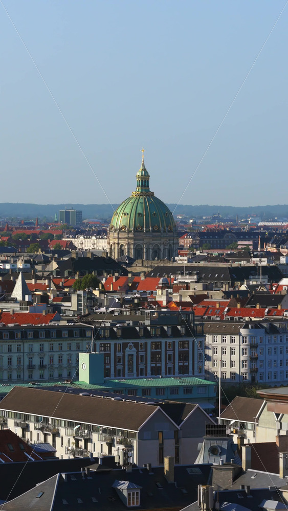 Video - Aerial drone view of the Church of Our Saviour in Copenhagen, Denmark. Vertical