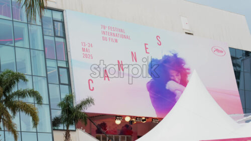 Video - Cannes, France - May 13, 2025: The poster at entrance of Cannes Film Festival