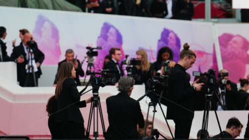 Video - Cannes, France - May 13, 2025: Multiple photographers and videographers at the Cannes Film Festival