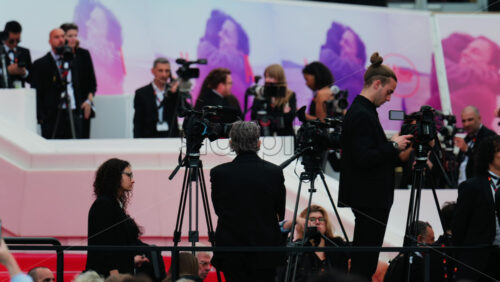 Video - Cannes, France - May 13, 2025: Multiple photographers and videographers at the Cannes Film Festival