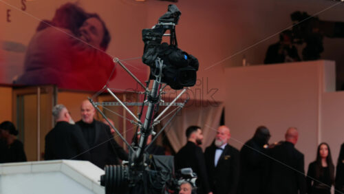 Video - Cannes, France - May 13, 2025: Professional camera moving and filming at the Cannes Film Festival