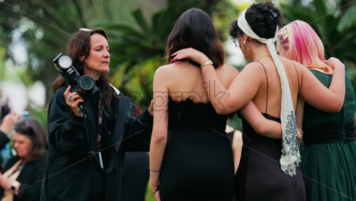 Video - Cannes, France - May 13, 2025: People taking pictures in the Palace of Festivals gardens at the Cannes Film Festival