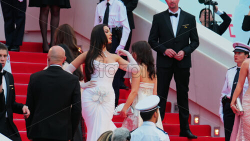 Video - Cannes, France - May 13, 2025: Nadine Nassib Njeim posing for photographers on the red carpet at the Cannes Film Festival