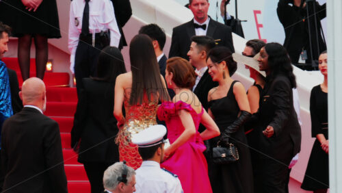 Video - Cannes, France - May 13, 2025: Celebrities posing for photographers on the red carpet at the Cannes Film Festival