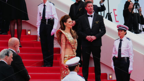 Video - Cannes, France - May 13, 2025: Frederique Bel posing for photographers on the red carpet at the Cannes Film Festival