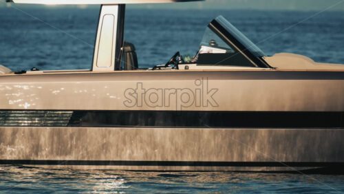 Video - Detailed view of a luxury yacht side glistening under afternoon light