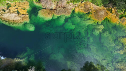 Video - Aerial drone view of a river with emerald-green water cutting through a dense tropical forest