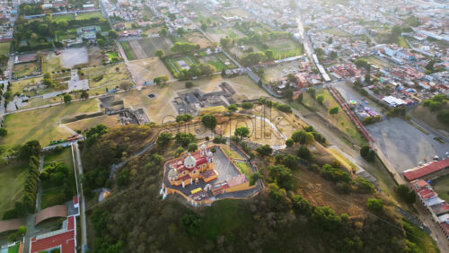 Video - Aerial drone view of the Great Pyramid and Church of Our Lady of Remedies in Cholula, Mexico