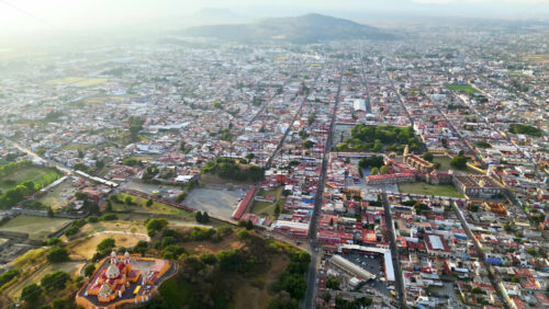 Video - Aerial drone view of the Great Pyramid and Church of Our Lady of Remedies in Cholula, Mexico