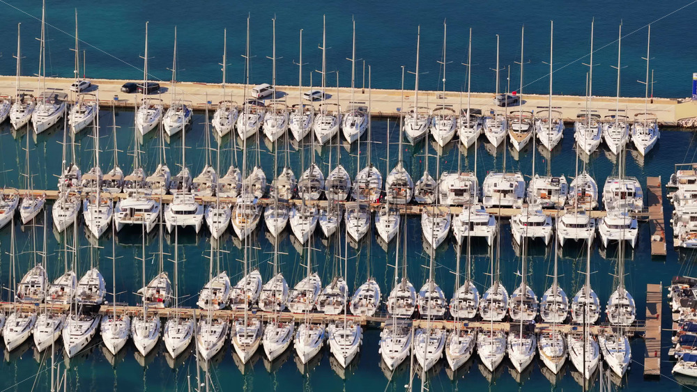 Video – Aerial drone view of Biograd na Moru’s Marina Kornati, one of the largest marinas on the Adriatic. Croatia - Starpik Stock
