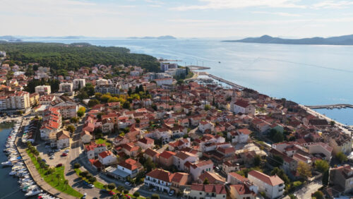 Video – Aerial drone view of Biograd na Moru’s Marina Kornati, one of the largest marinas on the Adriatic. Croatia - Starpik Stock