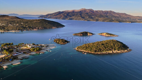 Video - Aerial drone view of the famous Ksamil Islands off the Albanian Riviera