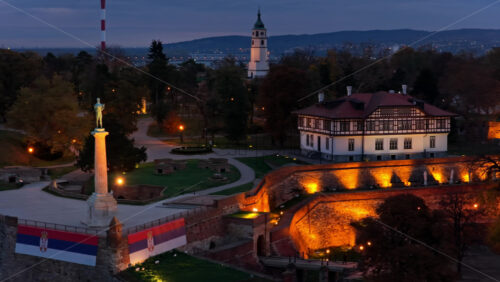 Video - Aerial drone view of the Victor Monument and the Military Museum complex inside Kalemegdan Park, Belgrade