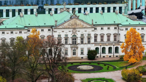 Video - Aerial drone view of Krasinski Palace in Srodmiescie, Warsaw