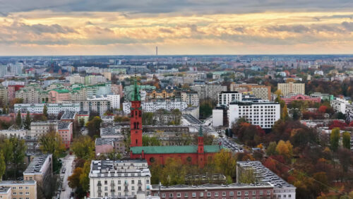 Video - Aerial drone view of St. James the Apostle Church in Plac Narutowicza, Ochota, Warsaw