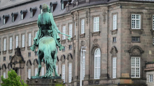 Video - Bronze statue of bishop Absalon on horseback fronting the Danish Parliament. Christiansborg Palace, Copenhagen
