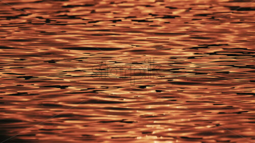 Video - Close up of orange and gold sunset reflections moving across gentle water ripples