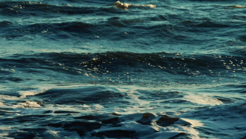 Video - Ocean waves breaking and foaming as they approach the shoreline