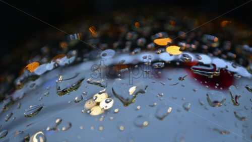 Video – Close up of raindrops on a bauble with colorful lights - Starpik Stock
