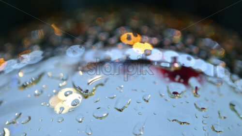 Video – Close up of raindrops on a bauble with colorful lights - Starpik Stock
