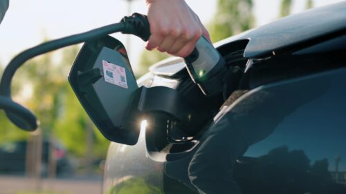 Video - Electric car charging stock video footage